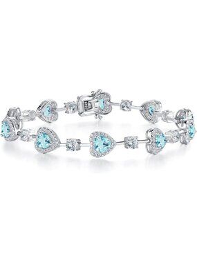 Valentine's Day Birthstone Heart Bracelets for Women - Sterling Silver Gemstone